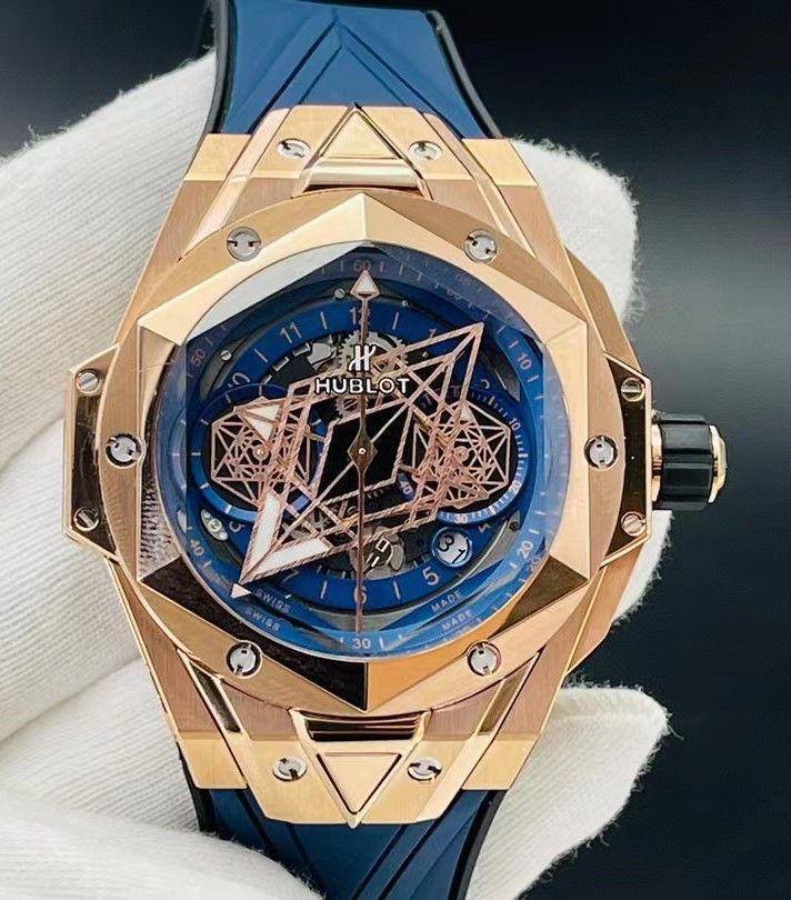 HUBLOT Royal Blue Skeleton Dial Men's Luxury Watch