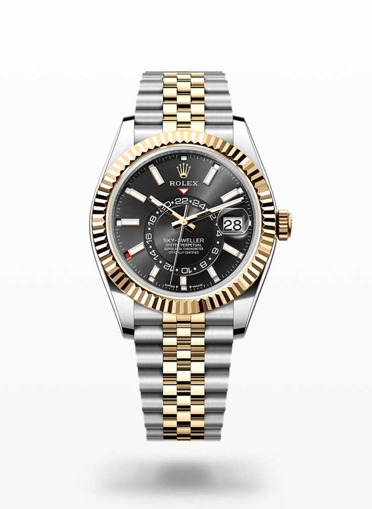 Classic Two-Tone Men's Luxury Watch Black Dial